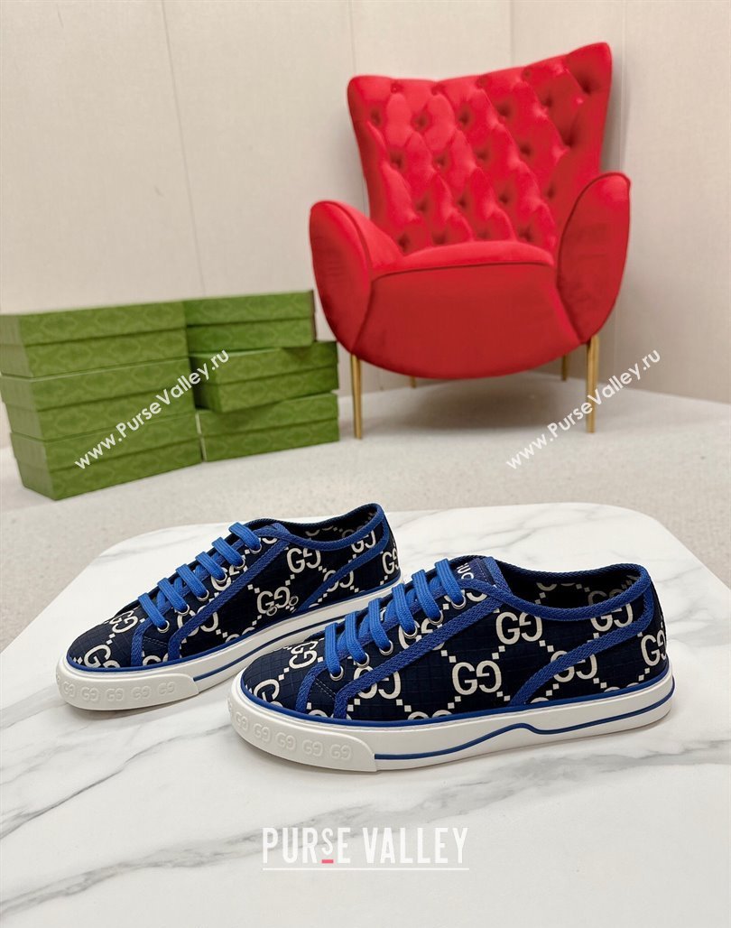 Gucci Tennis 1977 Low-top Sneakers in GG Ripstop Fabric Blue 2024 774289 (MD-240127063)