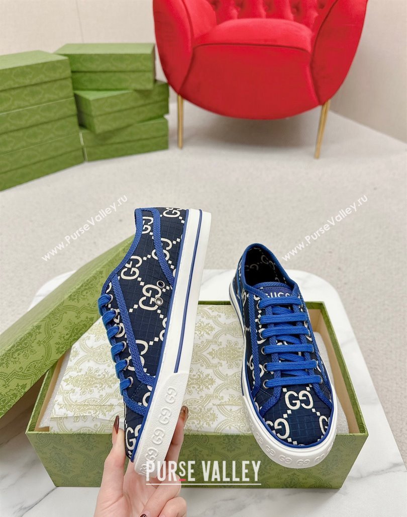 Gucci Tennis 1977 Low-top Sneakers in GG Ripstop Fabric Blue 2024 774289 (MD-240127063)