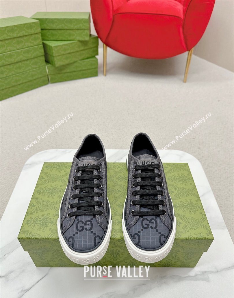 Gucci Tennis 1977 Low-top Sneakers in GG Ripstop Fabric Dark Grey 2024 774289 (MD-240127064)