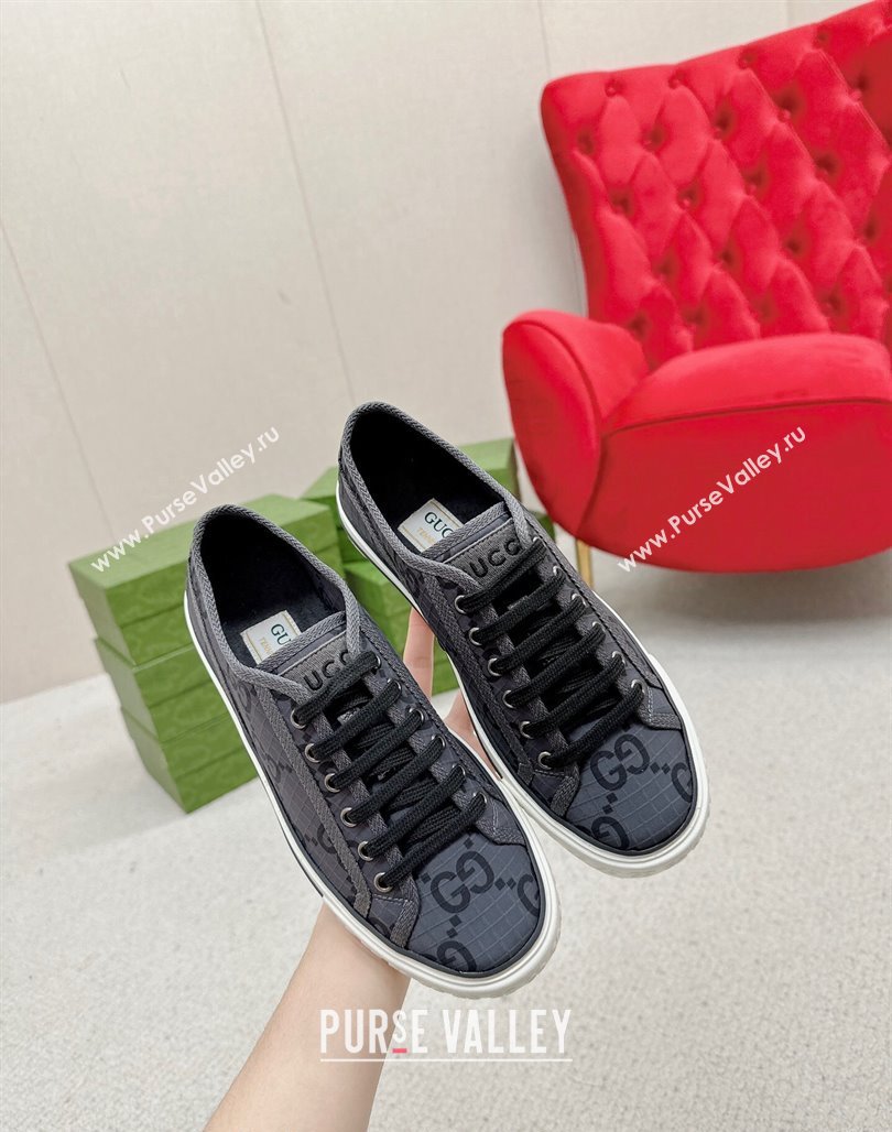 Gucci Tennis 1977 Low-top Sneakers in GG Ripstop Fabric Dark Grey 2024 774289 (MD-240127064)