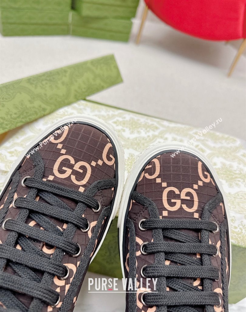 Gucci Tennis 1977 Low-top Sneakers in GG Ripstop Fabric Beige/Brown 2024 774289 (MD-240127065)