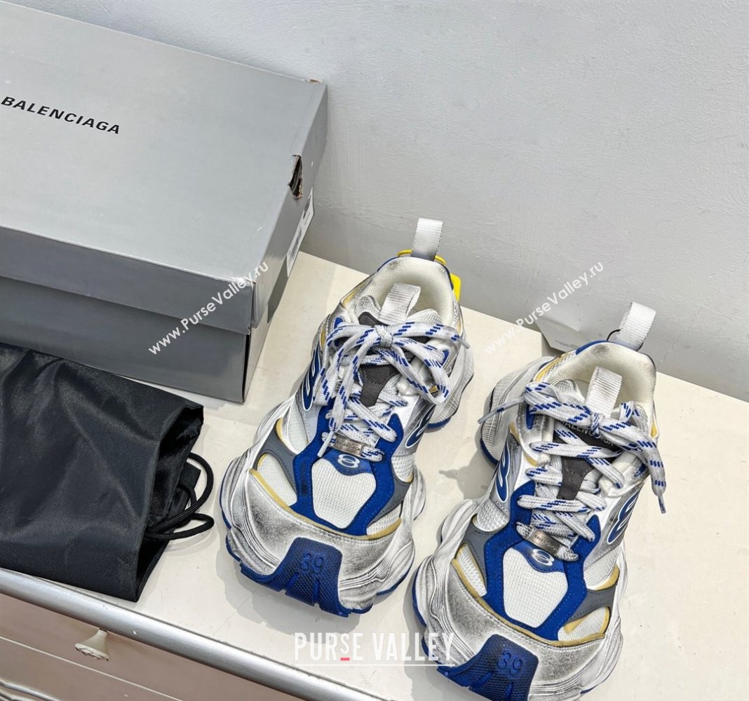 Balenciaga Cargo Trainers Sneakers in Microfiber and Mesh Grey/White/Blue 2024 (8-240129006)