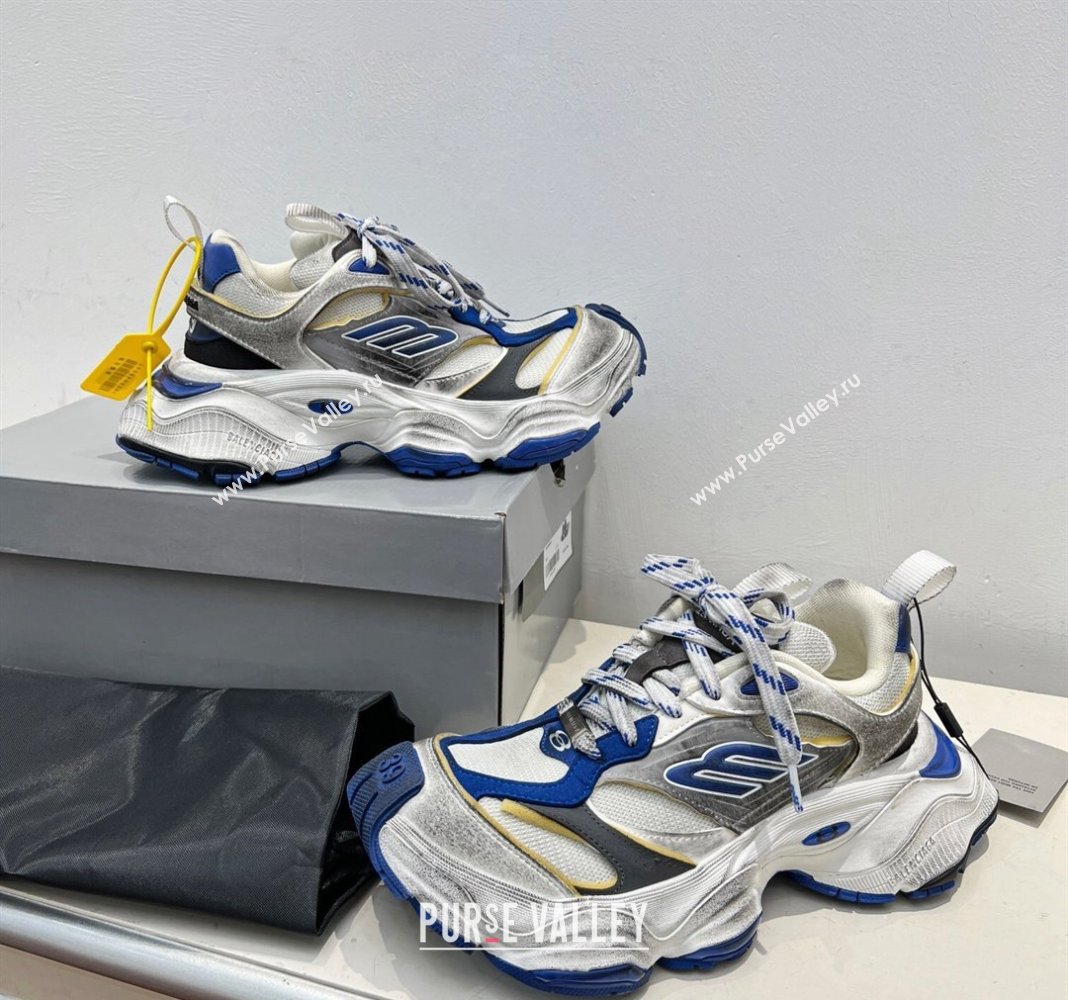 Balenciaga Cargo Trainers Sneakers in Microfiber and Mesh Grey/White/Blue 2024 (8-240129006)