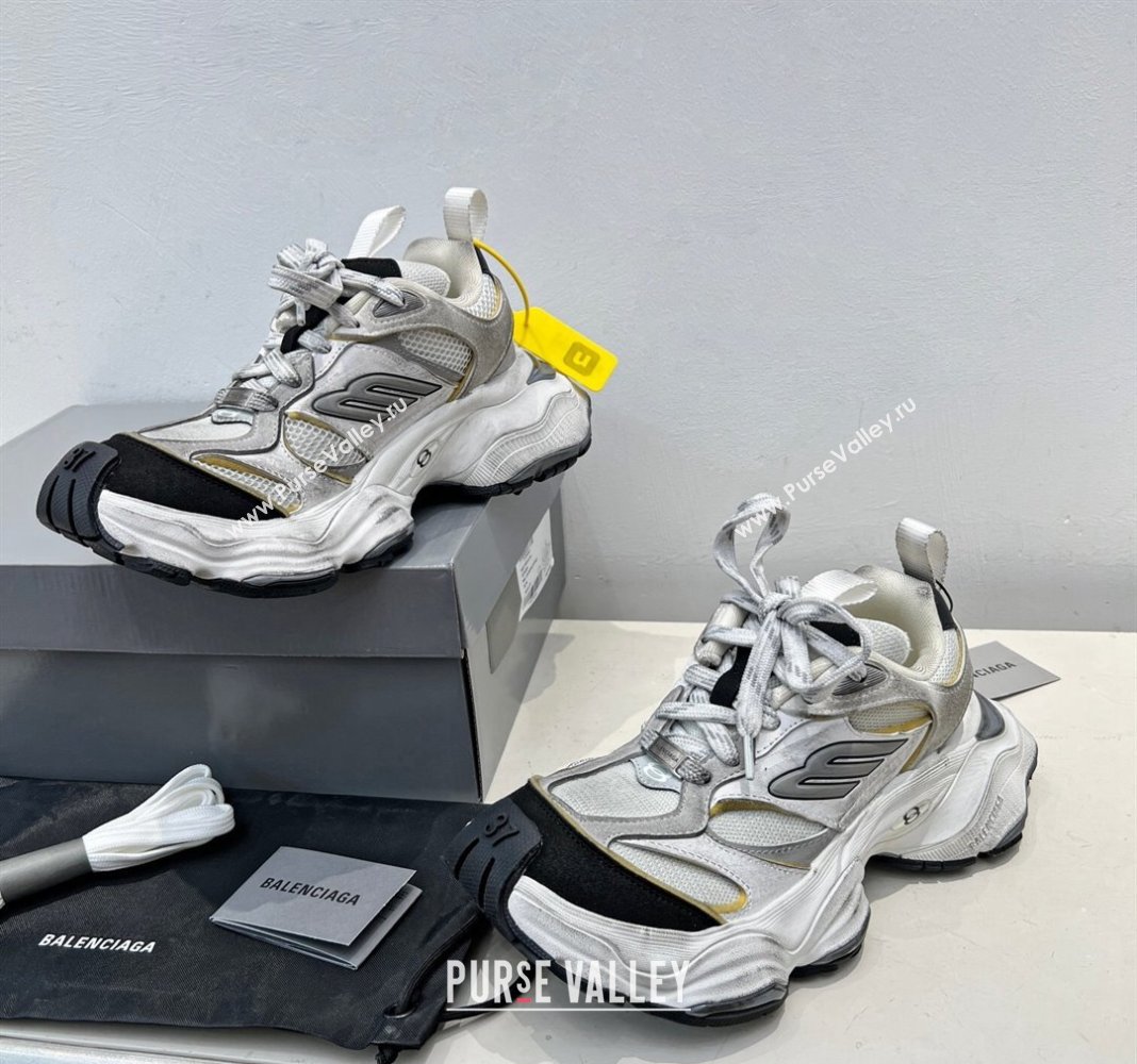 Balenciaga Cargo Trainers Sneakers in Microfiber and Mesh White/Grey/Black 2024 (8-240129010)