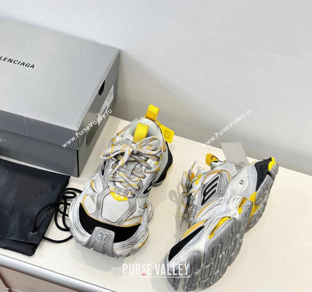 Balenciaga Cargo Trainers Sneakers in Microfiber and Mesh Grey/Yellow 2024 (8-240129011)