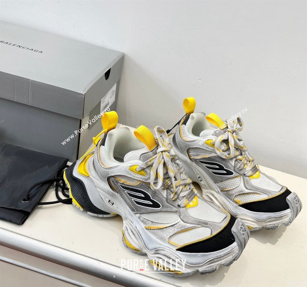 Balenciaga Cargo Trainers Sneakers in Microfiber and Mesh Grey/Yellow 2024 (8-240129011)