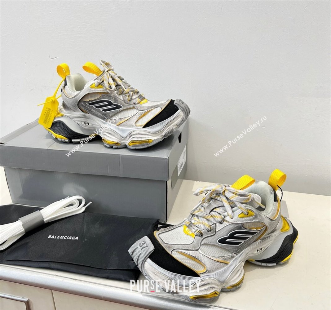 Balenciaga Cargo Trainers Sneakers in Microfiber and Mesh Grey/Yellow 2024 (8-240129011)