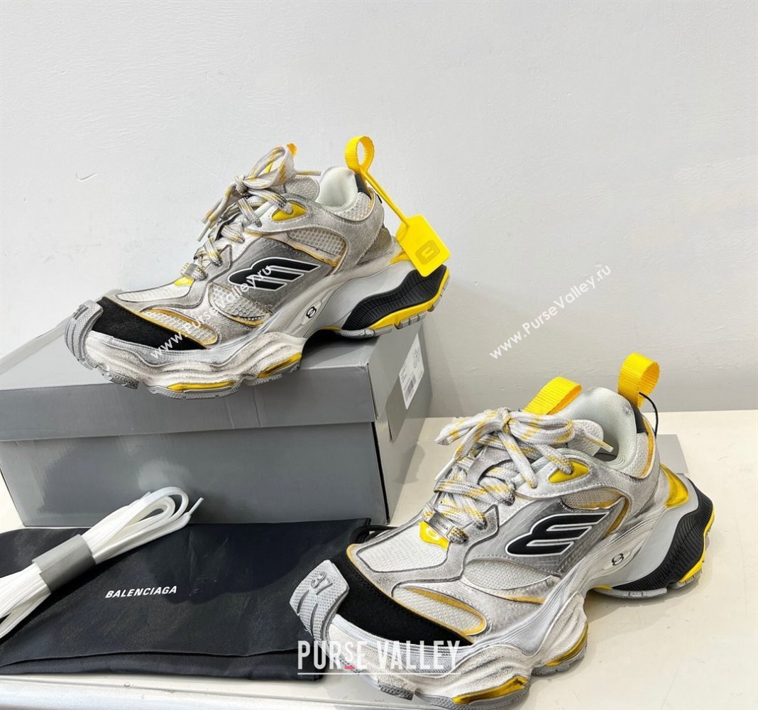 Balenciaga Cargo Trainers Sneakers in Microfiber and Mesh Grey/Yellow 2024 (8-240129011)