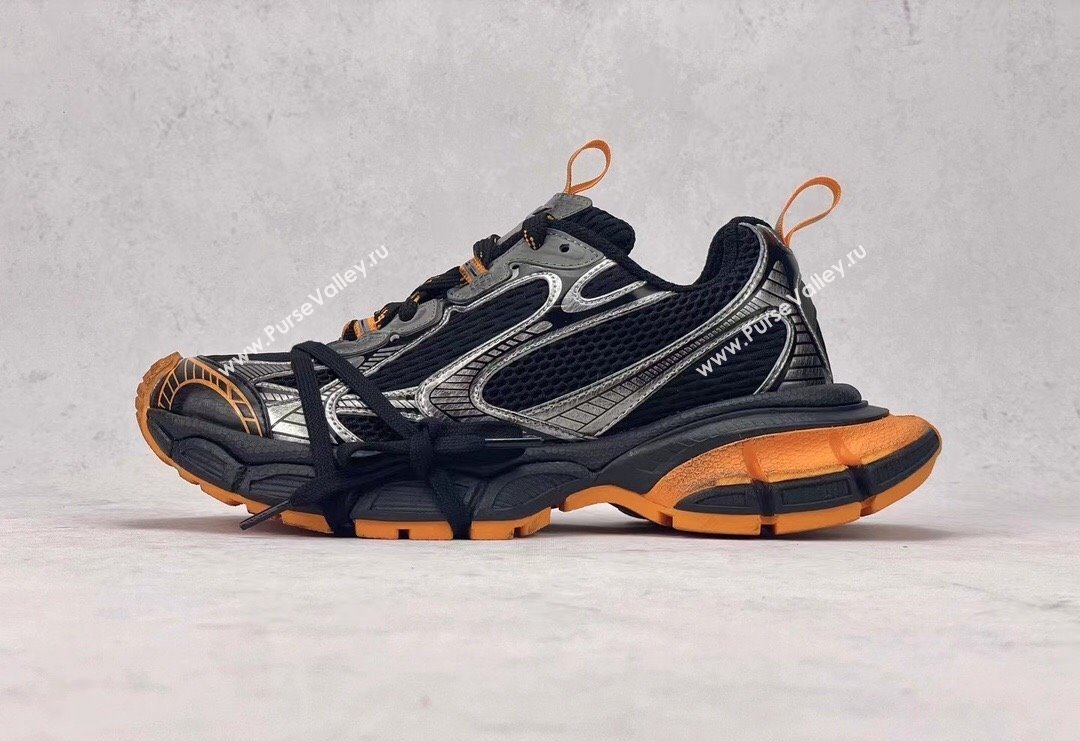 Balenciaga 3XL Trainers Sneakers in Mesh and Polyurethane Black/Orange/Grey 2024 0129 (8-240129012)