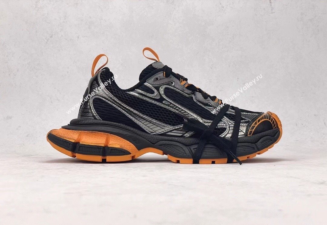 Balenciaga 3XL Trainers Sneakers in Mesh and Polyurethane Black/Orange/Grey 2024 0129 (8-240129012)