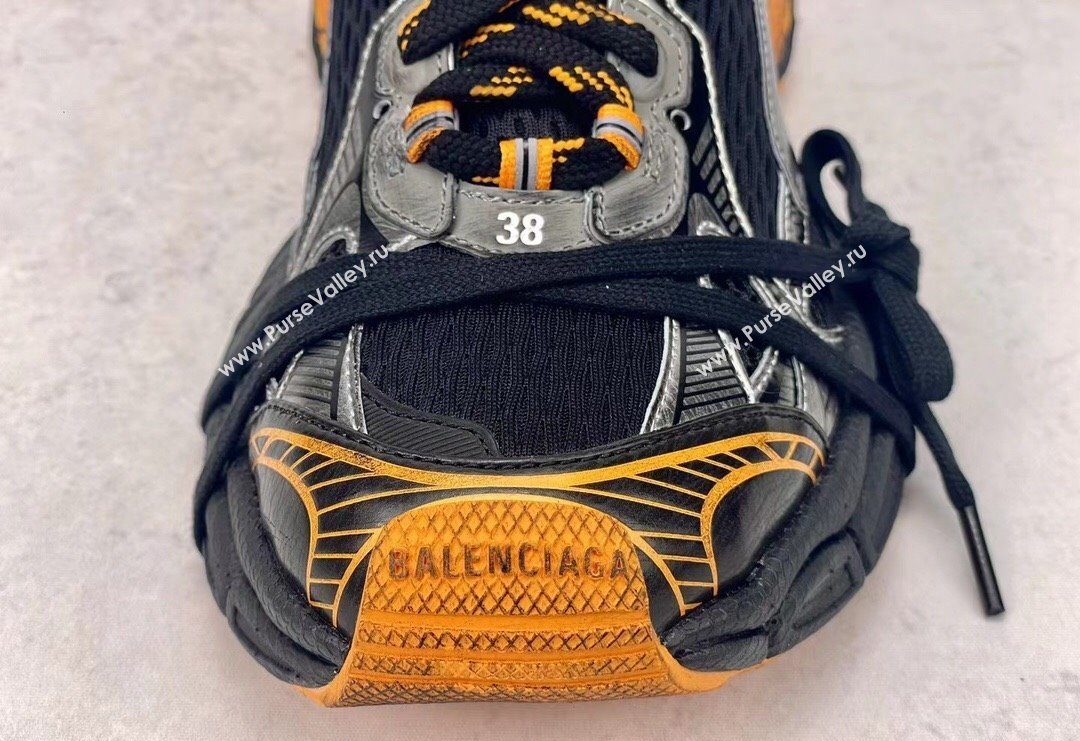 Balenciaga 3XL Trainers Sneakers in Mesh and Polyurethane Black/Orange/Grey 2024 0129 (8-240129012)