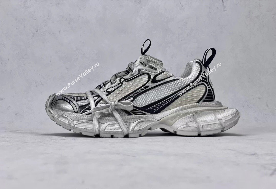 Balenciaga 3XL Trainers Sneakers in Mesh and Polyurethane Silver/Black 2024 0129 (8-240129014)