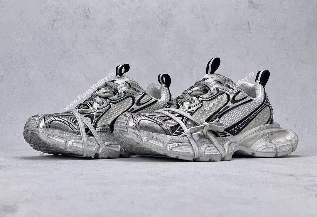 Balenciaga 3XL Trainers Sneakers in Mesh and Polyurethane Silver/Black 2024 0129 (8-240129014)