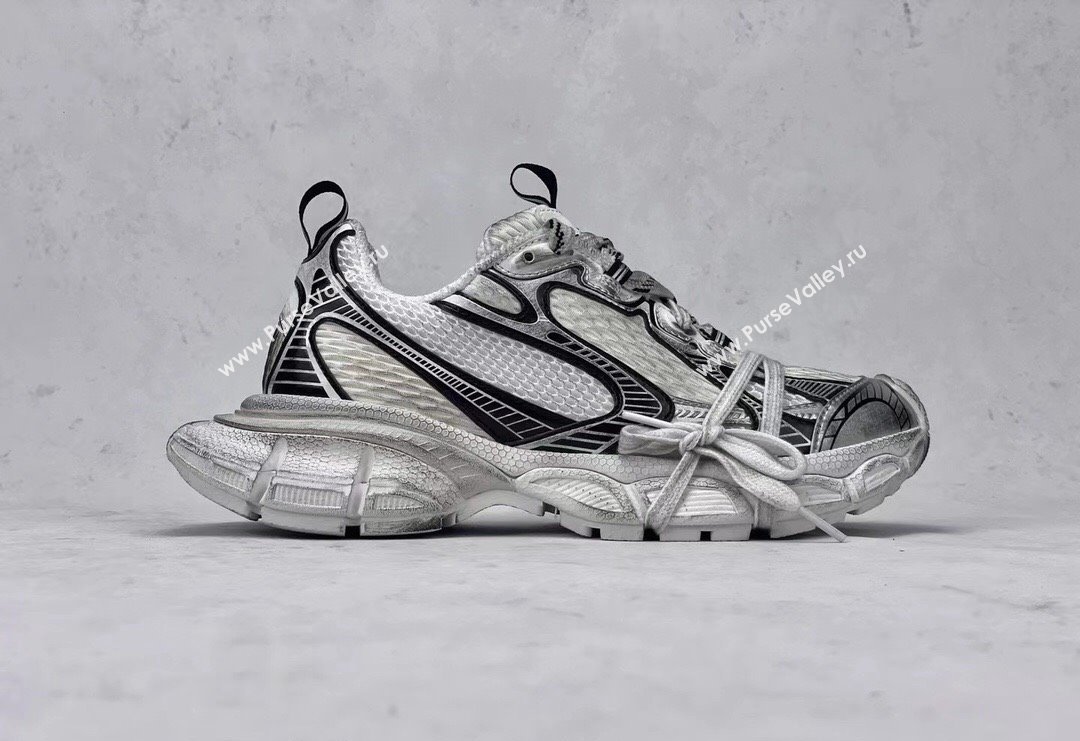 Balenciaga 3XL Trainers Sneakers in Mesh and Polyurethane Silver/Black 2024 0129 (8-240129014)