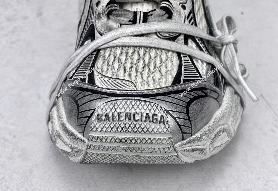 Balenciaga 3XL Trainers Sneakers in Mesh and Polyurethane Silver/Black 2024 0129 (8-240129014)