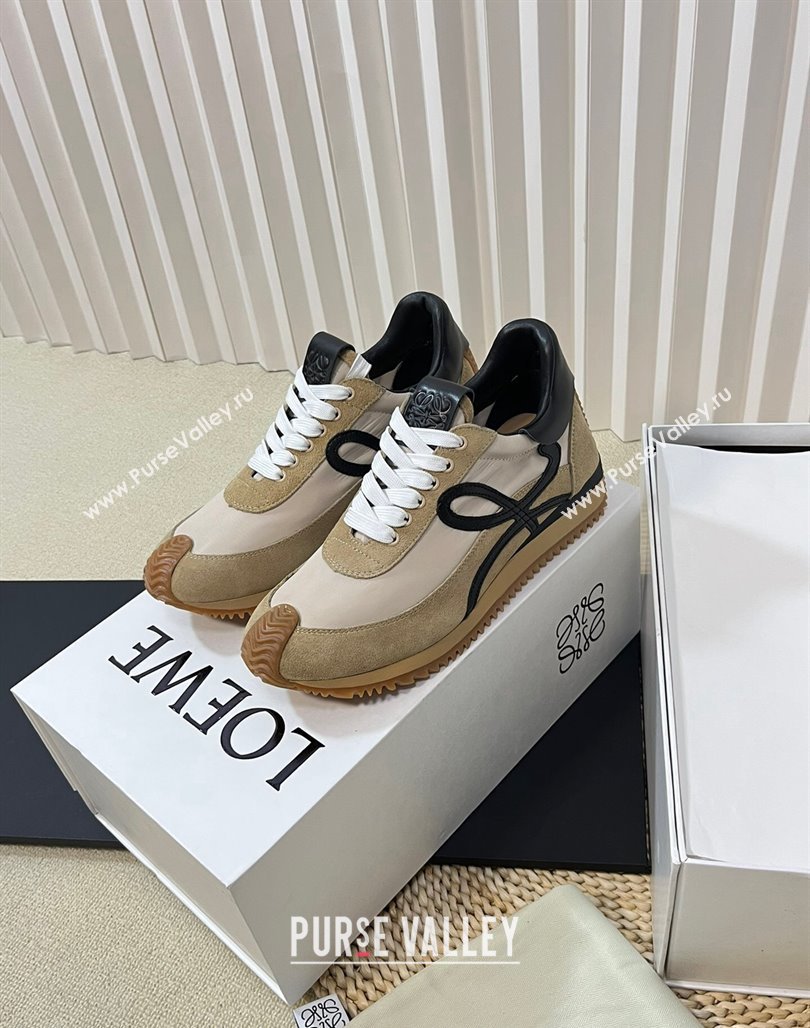 Loewe Flow Runner Sneakers in Nylon and Suede Beige/Black 2024 0129 (KL-240129034)