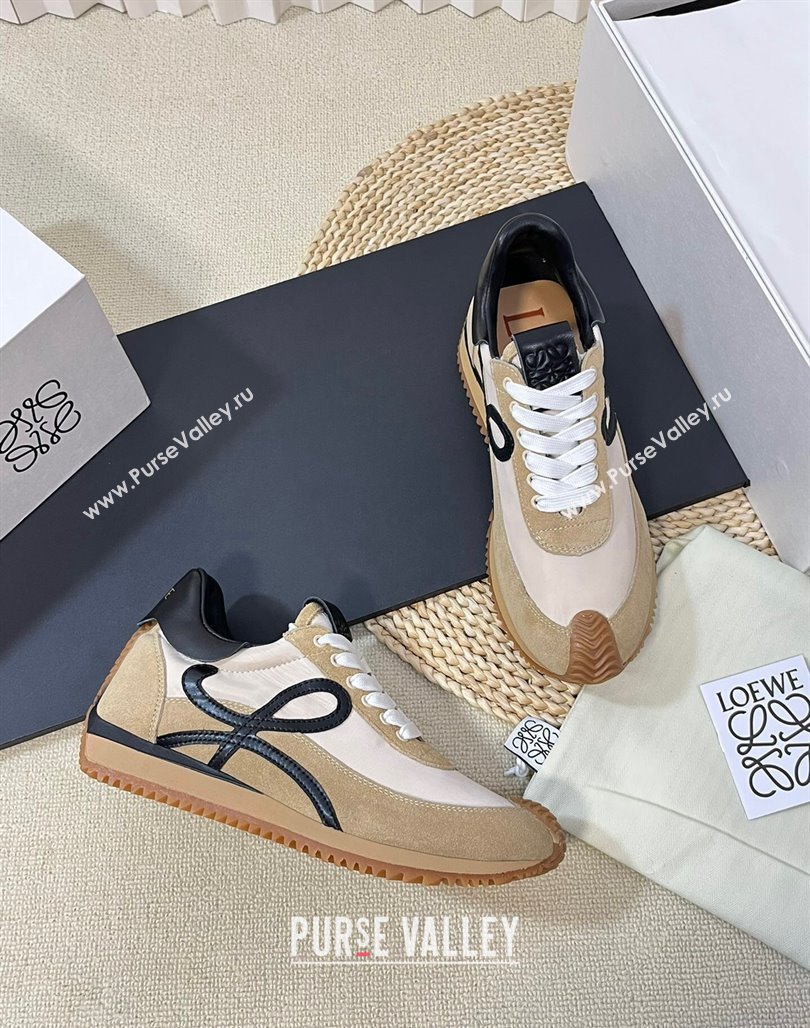 Loewe Flow Runner Sneakers in Nylon and Suede Beige/Black 2024 0129 (KL-240129034)