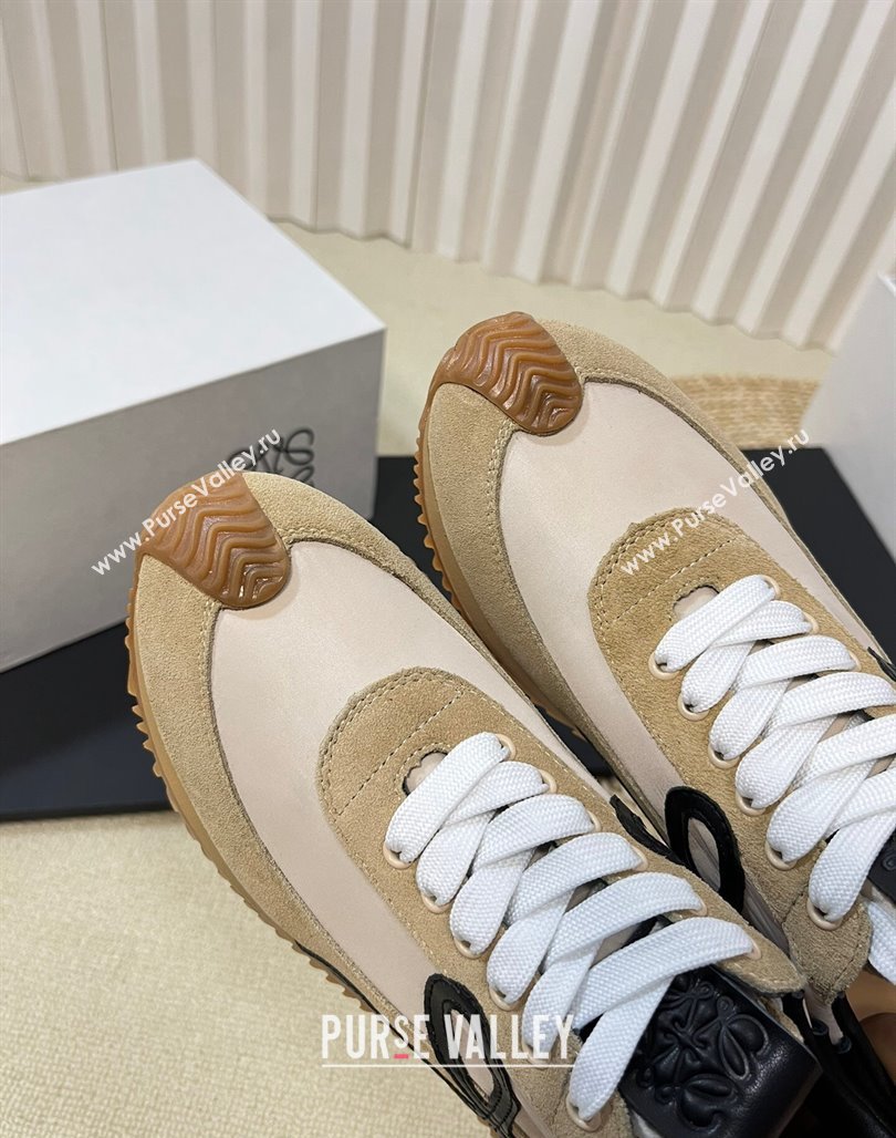 Loewe Flow Runner Sneakers in Nylon and Suede Beige/Black 2024 0129 (KL-240129034)