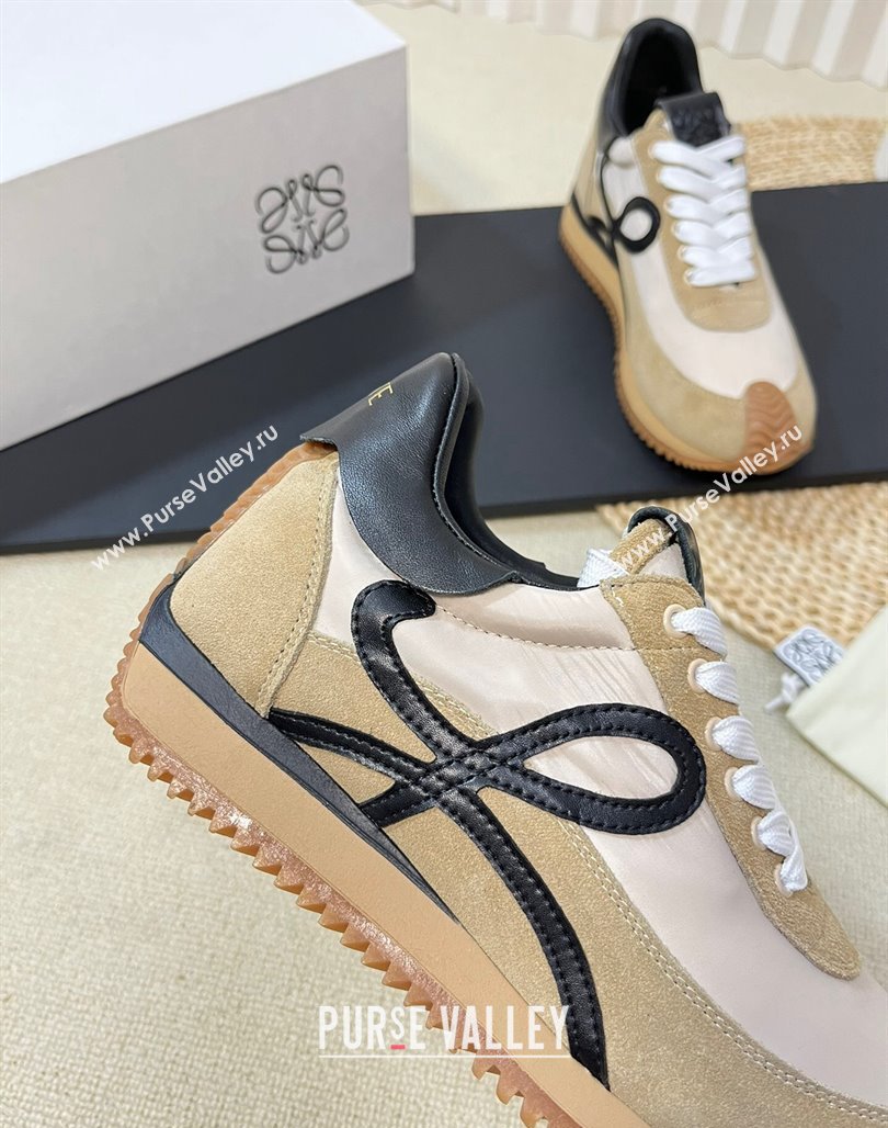 Loewe Flow Runner Sneakers in Nylon and Suede Beige/Black 2024 0129 (KL-240129034)