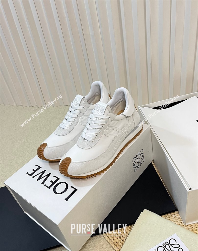 Loewe Flow Runner Sneakers in Nylon and Suede White 2 2024 0129 (KL-240129036)