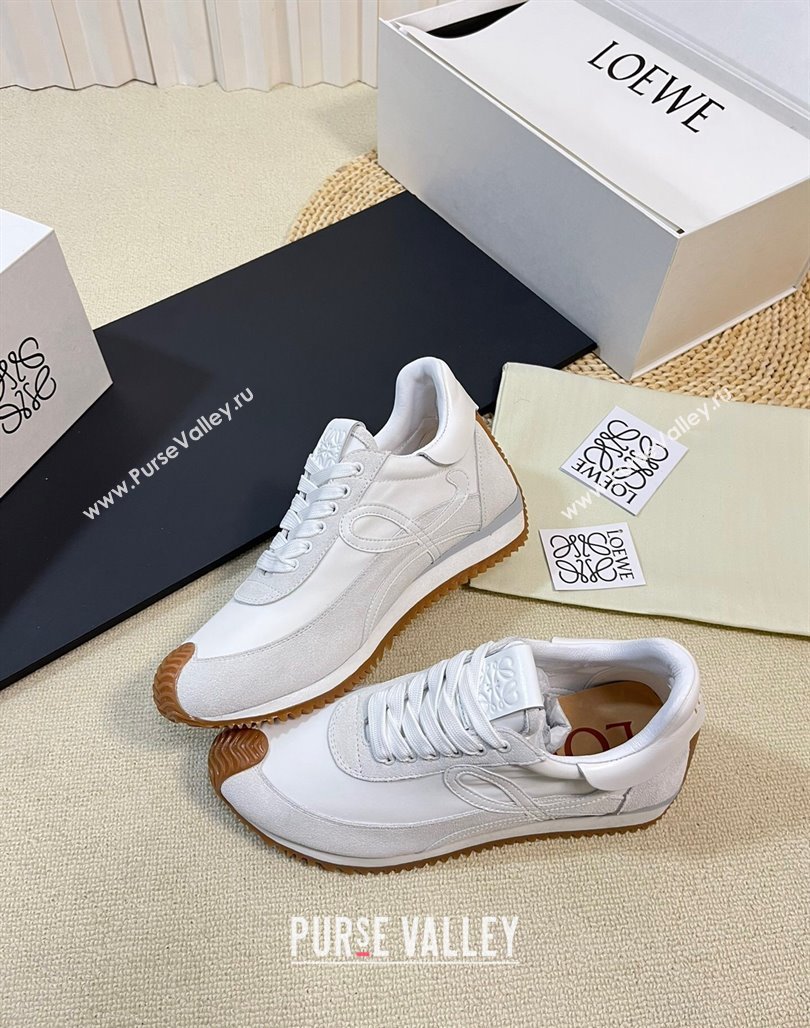 Loewe Flow Runner Sneakers in Nylon and Suede White 2 2024 0129 (KL-240129036)