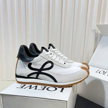 Loewe Flow Runner Sneakers in Nylon and Suede White/Black 2024 0129 (KL-240129035)