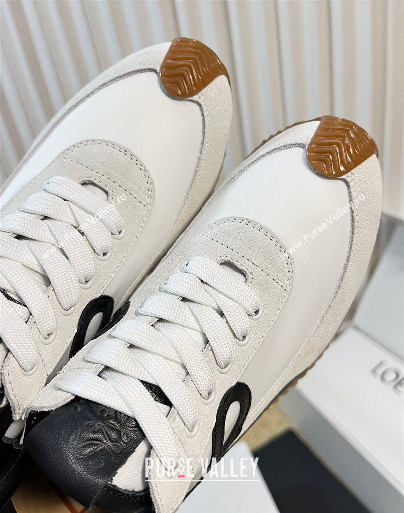 Loewe Flow Runner Sneakers in Nylon and Suede White/Black 2024 0129 (KL-240129035)