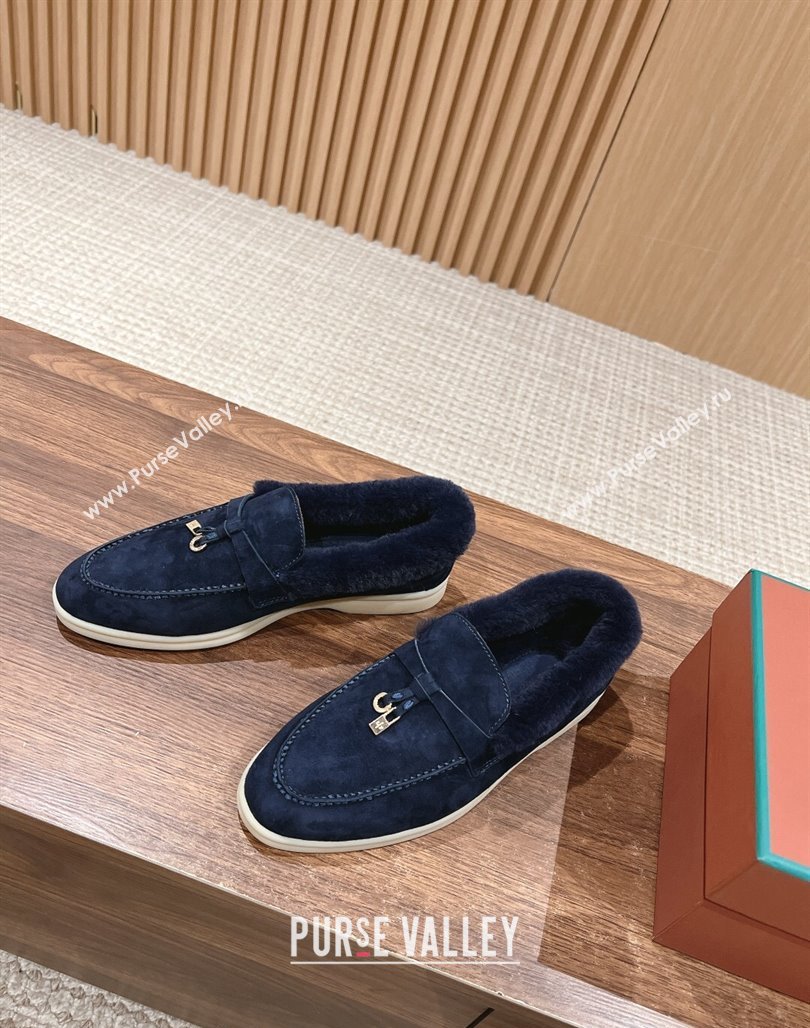 LP Summer Charms Walk Loafers with Fur Dark Blue 2024 0129 (KL-240129038)