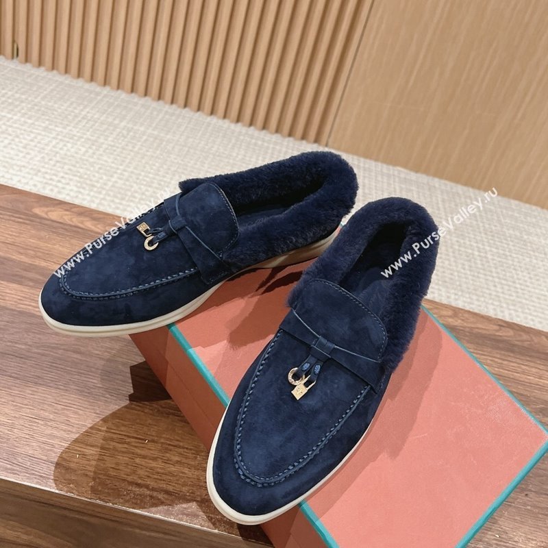 LP Summer Charms Walk Loafers with Fur Dark Blue 2024 0129 (KL-240129038)