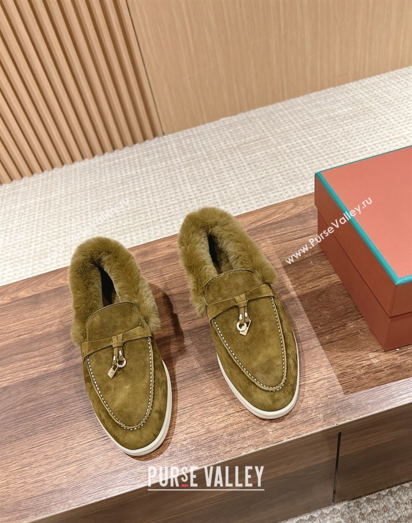 LP Summer Charms Walk Loafers with Fur Green 2024 0129 (KL-240129039)