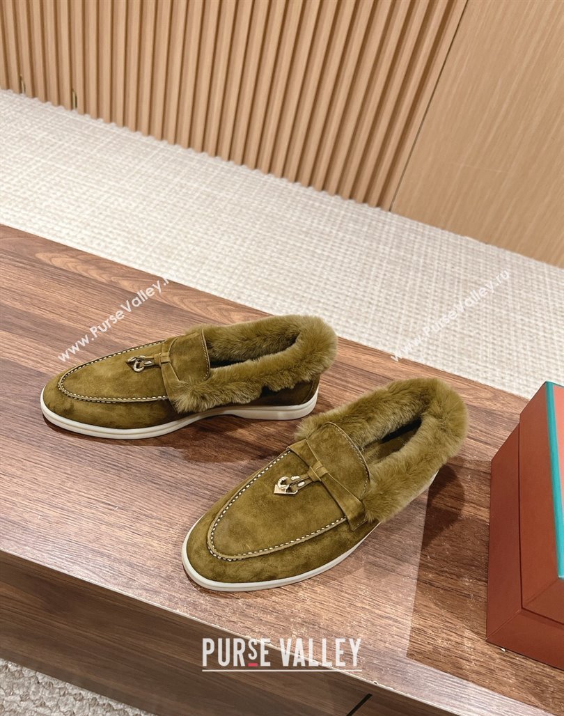 LP Summer Charms Walk Loafers with Fur Green 2024 0129 (KL-240129039)