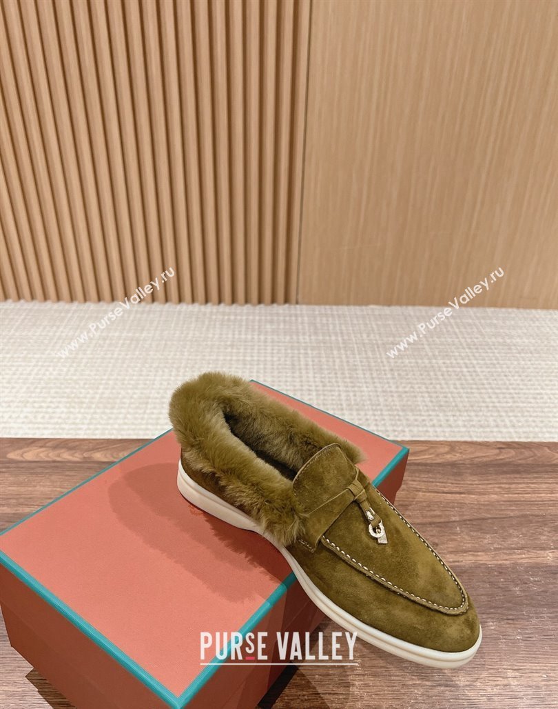 LP Summer Charms Walk Loafers with Fur Green 2024 0129 (KL-240129039)