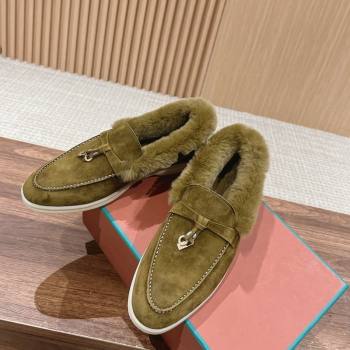 LP Summer Charms Walk Loafers with Fur Green 2024 0129 (KL-240129039)