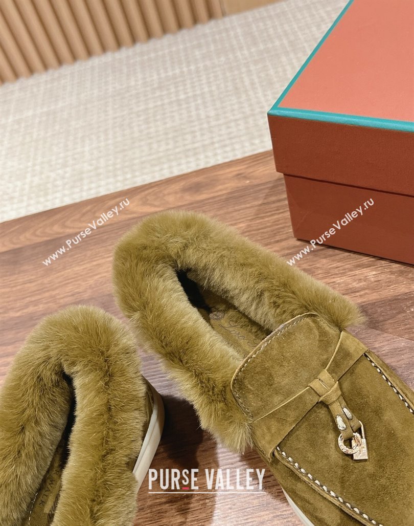 LP Summer Charms Walk Loafers with Fur Green 2024 0129 (KL-240129039)