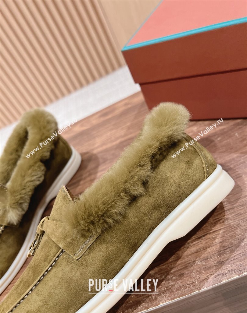 LP Summer Charms Walk Loafers with Fur Green 2024 0129 (KL-240129039)