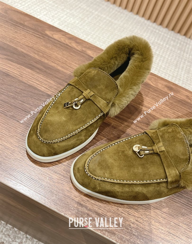 LP Summer Charms Walk Loafers with Fur Green 2024 0129 (KL-240129039)