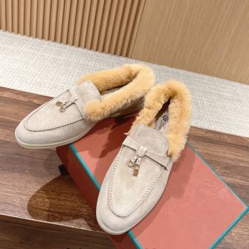 LP Summer Charms Walk Loafers with Fur Beige/Yellow 2024 0129 (KL-240129041)