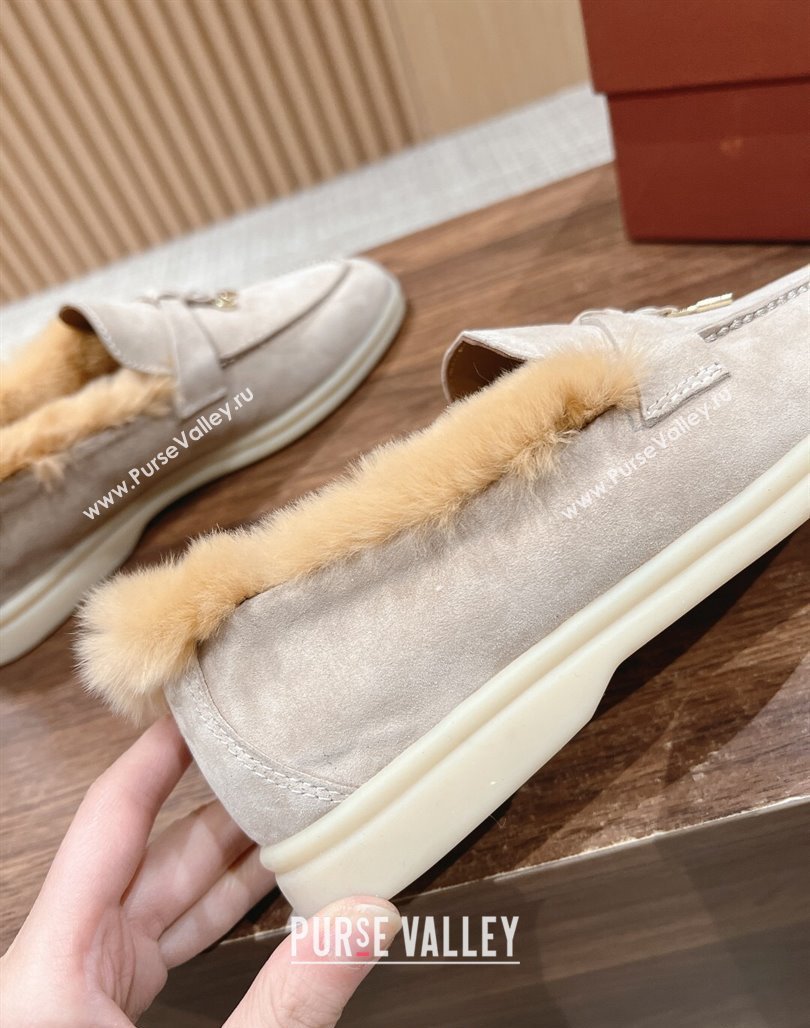 LP Summer Charms Walk Loafers with Fur Beige/Yellow 2024 0129 (KL-240129041)