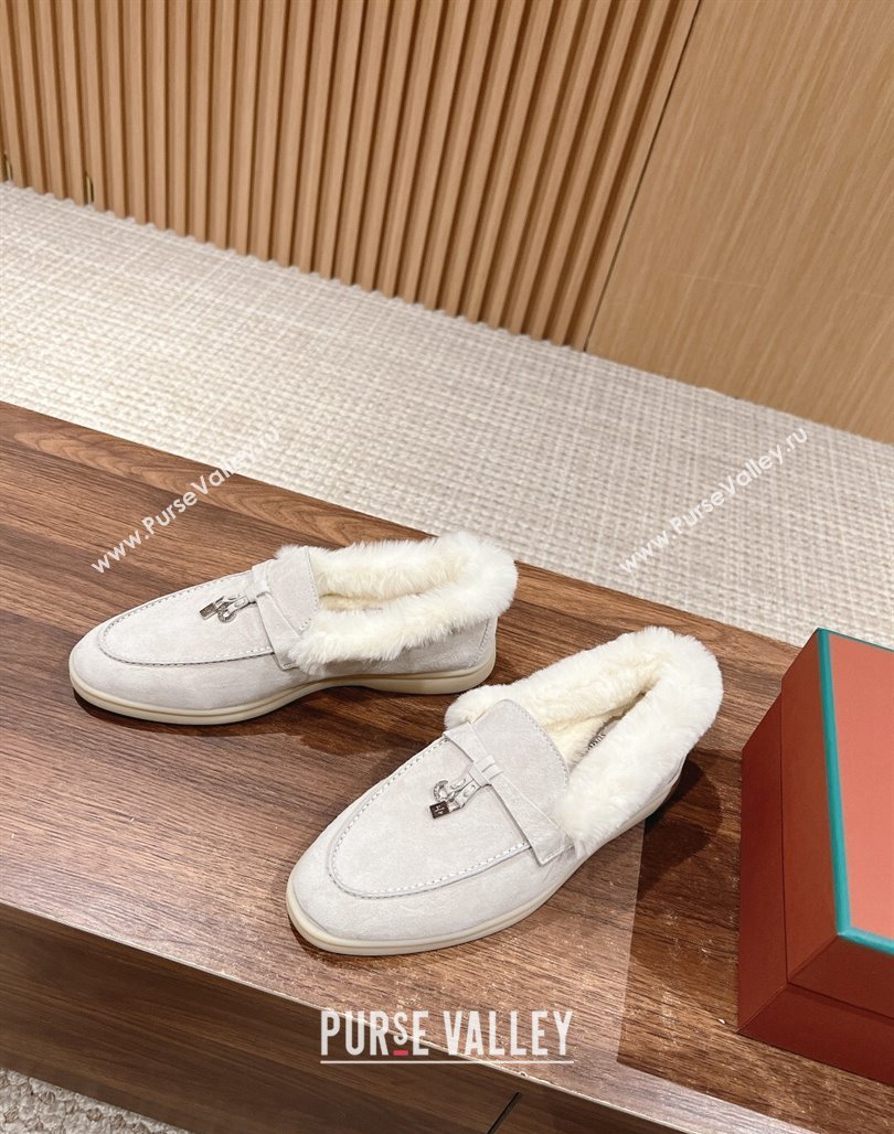 LP Summer Charms Walk Loafers with Fur Pale Grey 2024 0129 (KL-240129043)