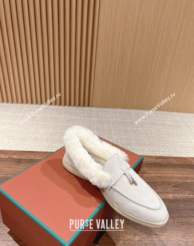 LP Summer Charms Walk Loafers with Fur Pale Grey 2024 0129 (KL-240129043)