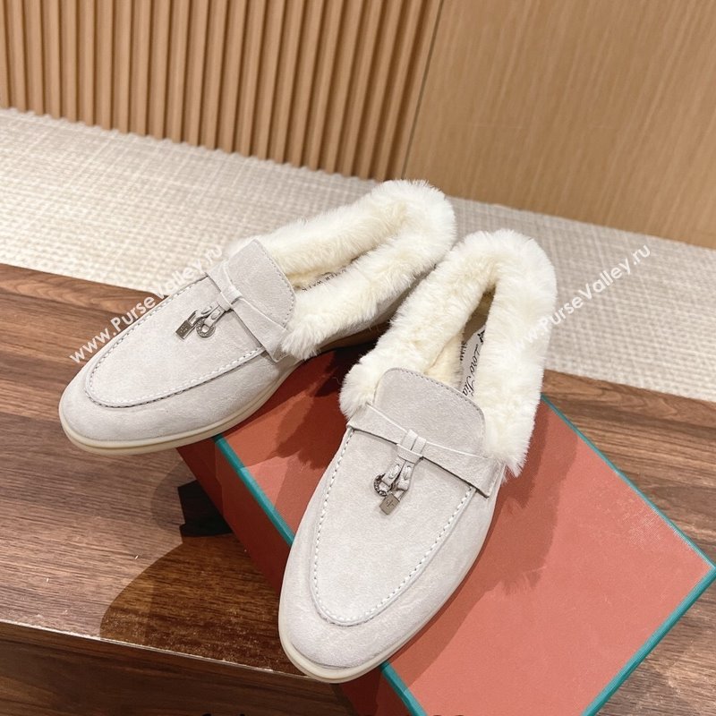 LP Summer Charms Walk Loafers with Fur Pale Grey 2024 0129 (KL-240129043)