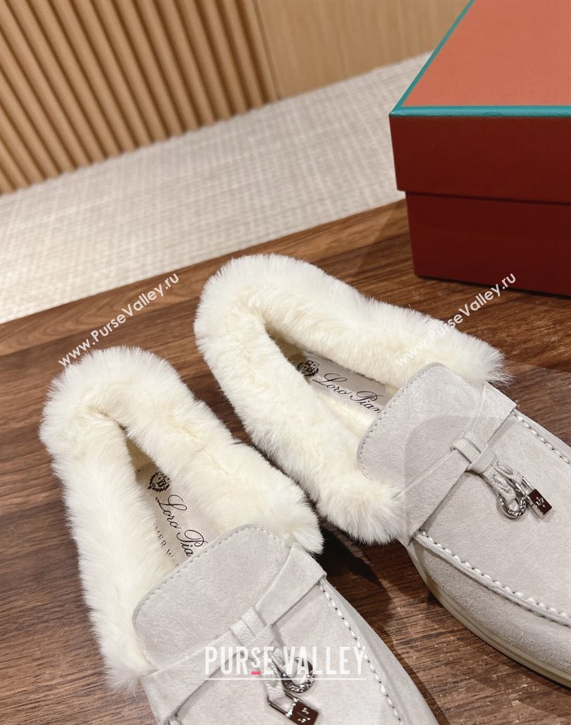 LP Summer Charms Walk Loafers with Fur Pale Grey 2024 0129 (KL-240129043)