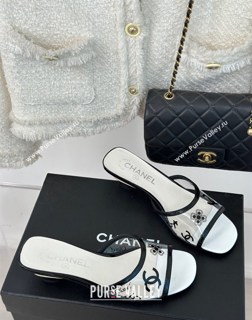 Chanel Logo Printed PVC Heel Slide Sandals White 2024 0126 (MD-240126122)