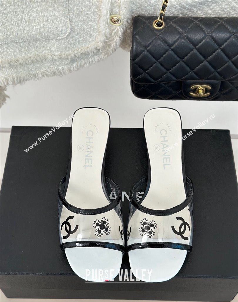 Chanel Logo Printed PVC Heel Slide Sandals White 2024 0126 (MD-240126122)