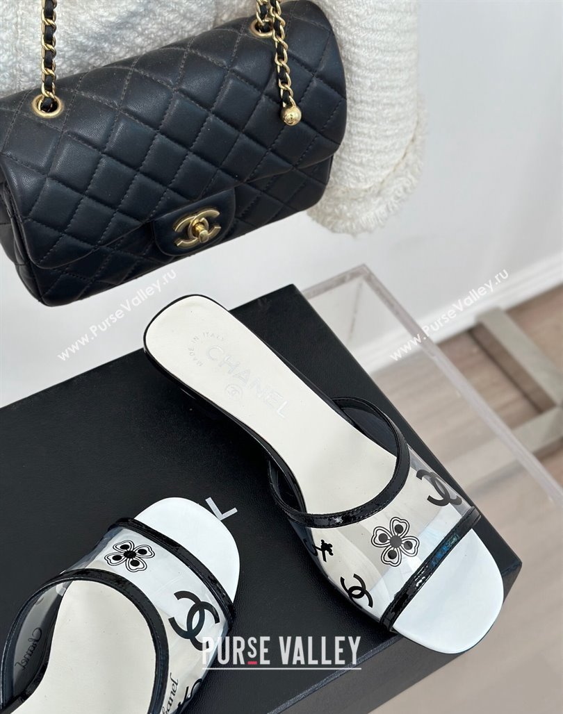 Chanel Logo Printed PVC Heel Slide Sandals White 2024 0126 (MD-240126122)