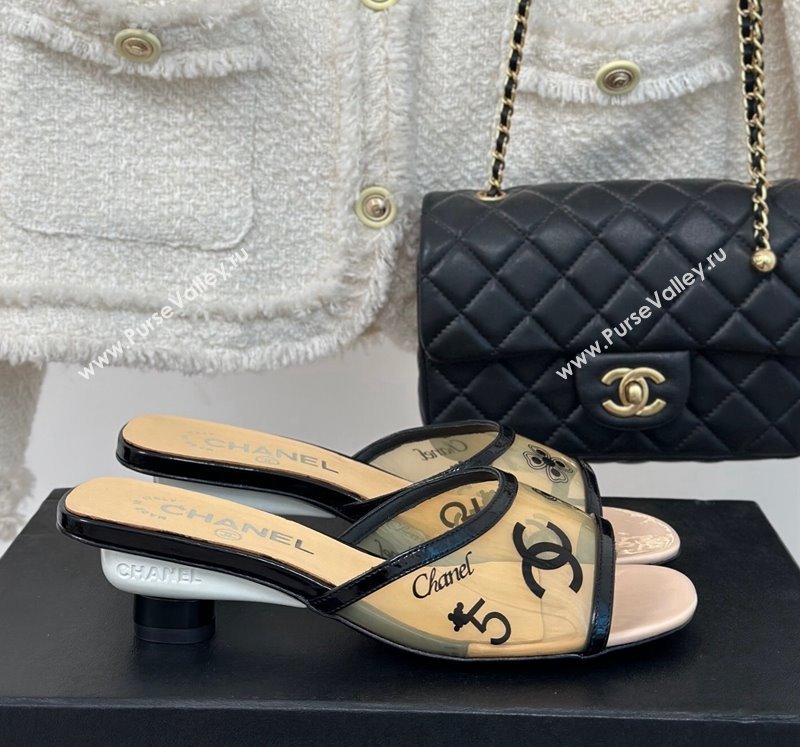 Chanel Logo Printed PVC Heel Slide Sandals Beige 2024 0126 (MD-240126124)