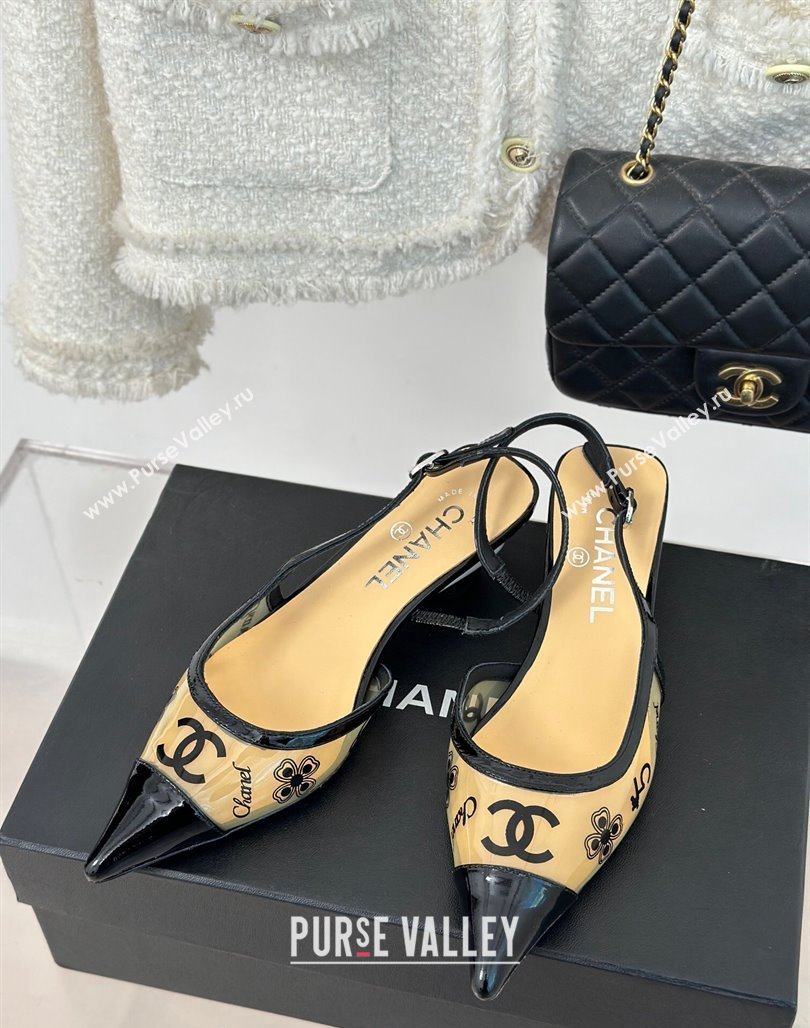 Chanel Logo Printed PVC Heel Sandals Beige 2024 012602 (MD-240126125)