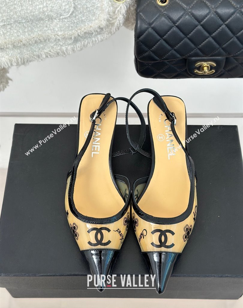 Chanel Logo Printed PVC Heel Sandals Beige 2024 012602 (MD-240126125)