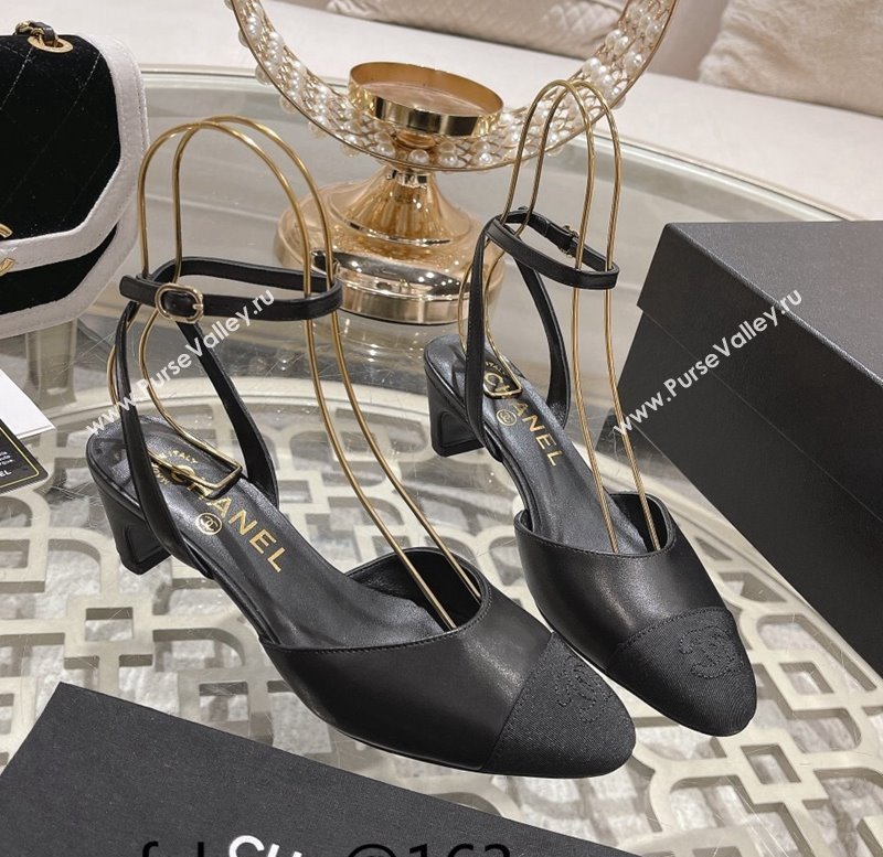 Chanel Lambskin Slingback Pumps 5cm G45370 Black 2024 (MD-240126135)