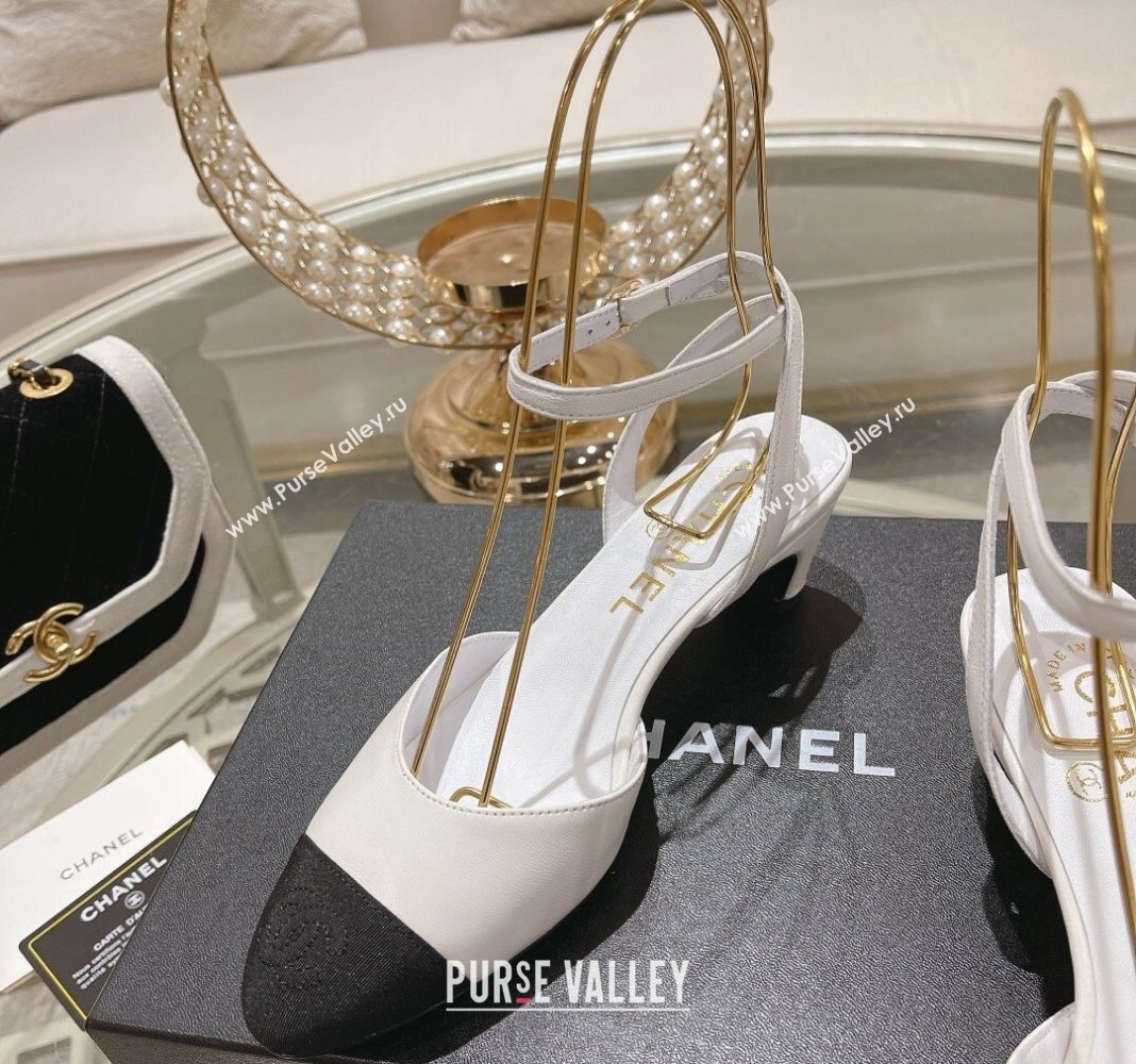 Chanel Lambskin Slingback Pumps 5cm G45370 White 2024 (MD-240126136)